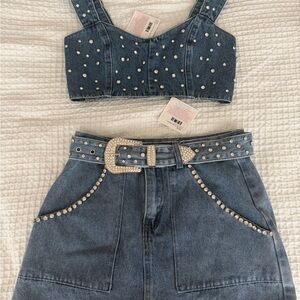Denim Studded Set